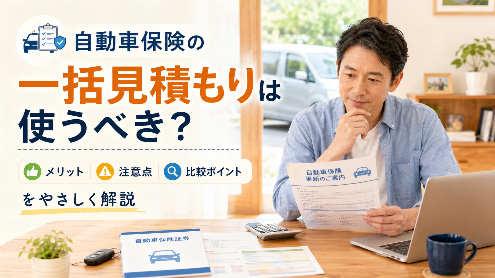 自動車保険の一括見積もりは使うべきかをメリット・注意点・比較ポイントから解説するアイキャッチ画像