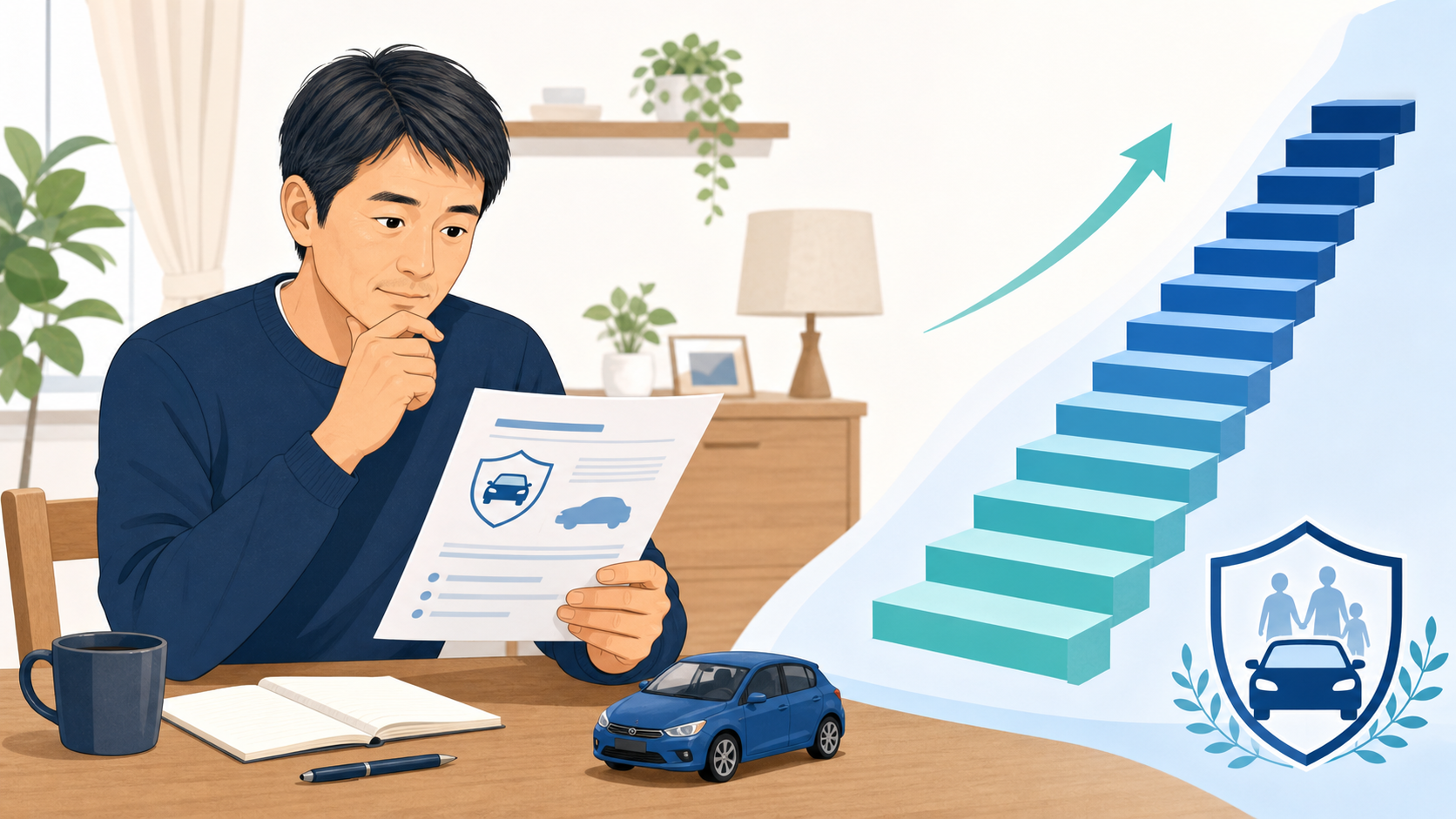 自動車保険の等級の仕組みを確認するイメージ