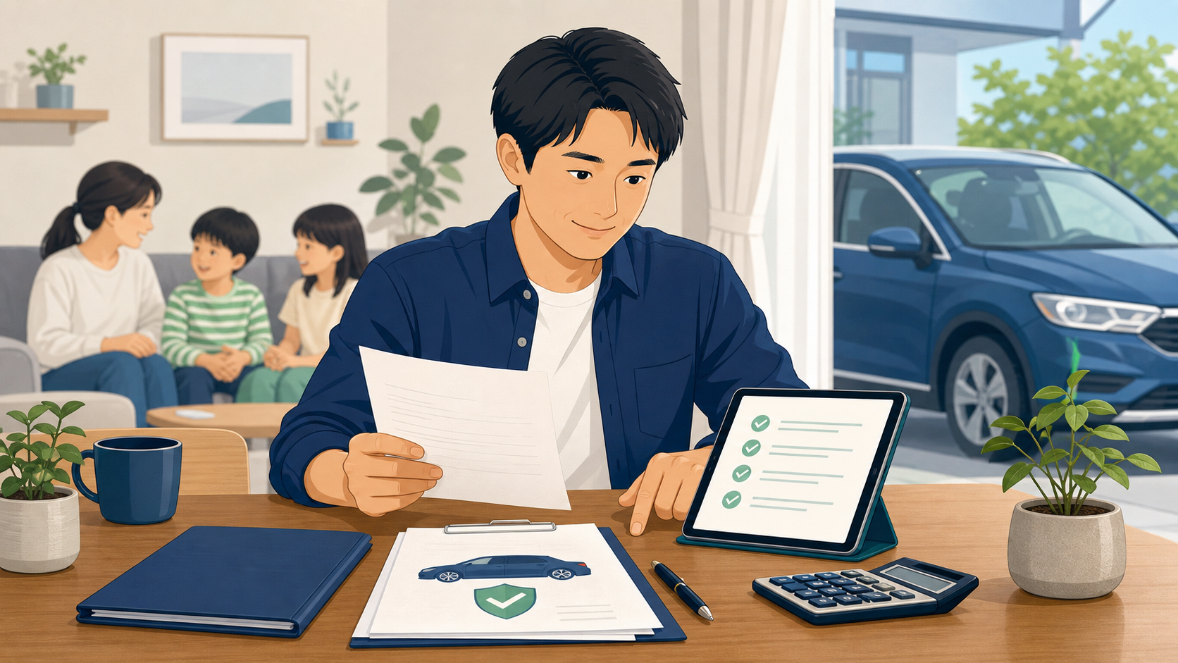 自動車保険の更新前に等級と補償を確認するイメージ