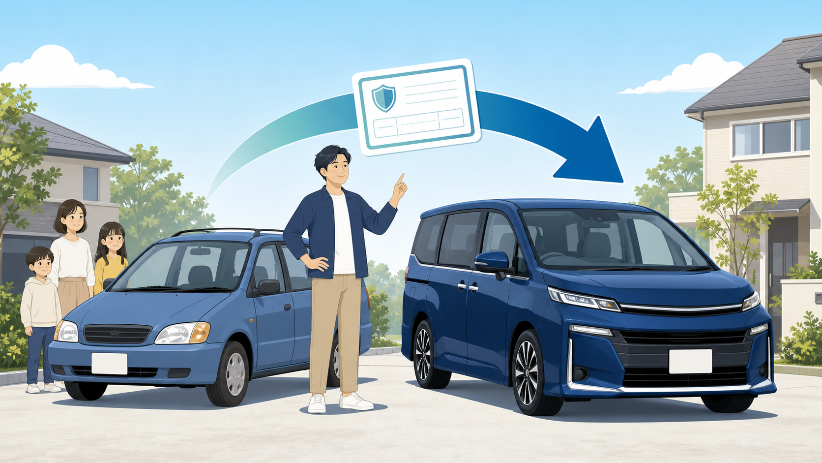 車の買い替え時に自動車保険の等級を引き継ぐイメージ