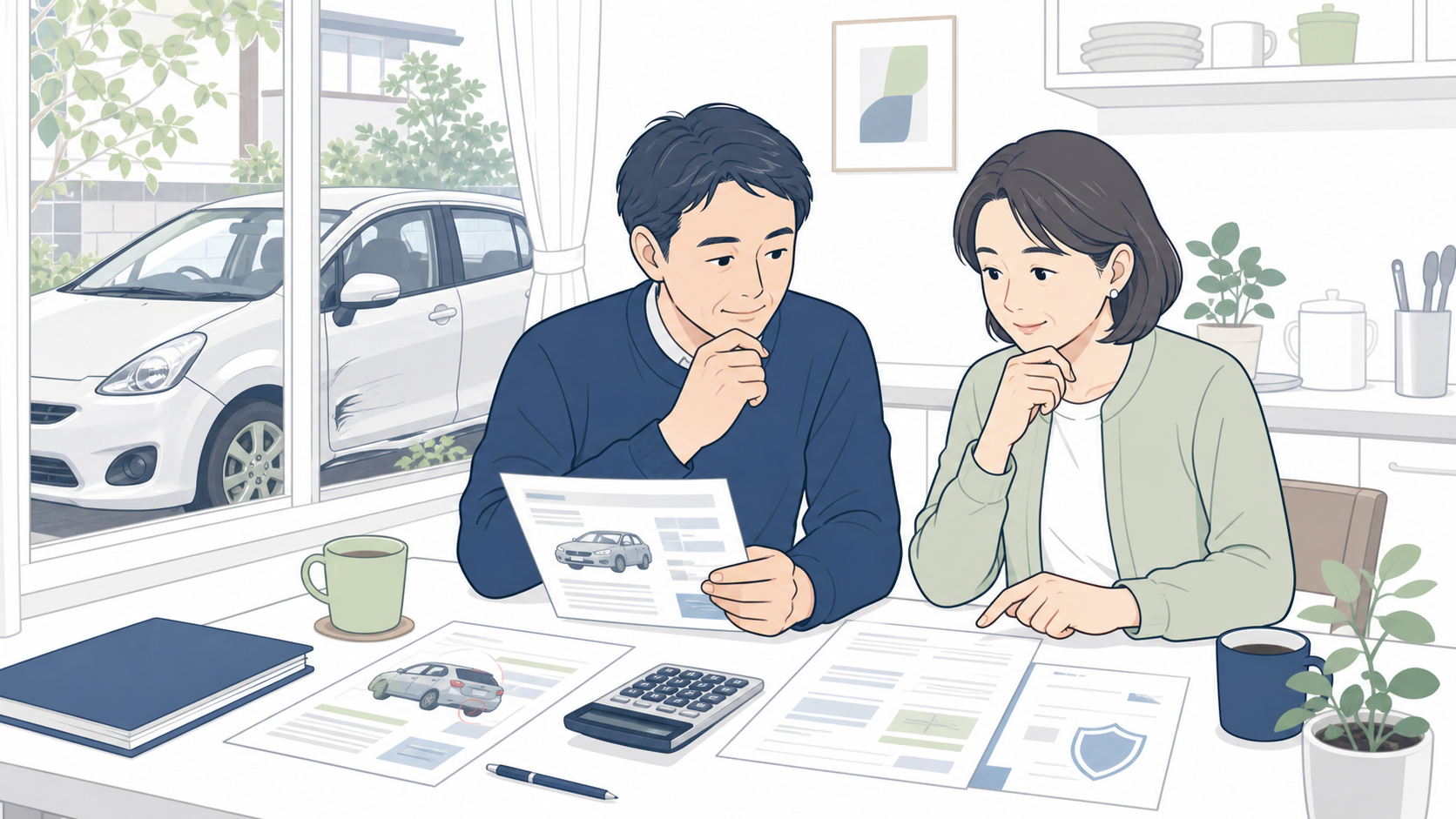 修理費と保険料を比較して保険利用を判断する家族